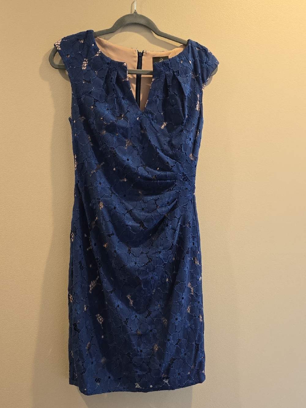 Adrianna Papell Cobalt Blue Lace Midi Dress